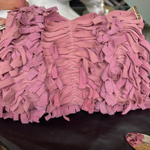 Fendi Pink Suede Fringe Baguette - Picture 10 of 10